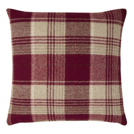 Cranbourne Wool Check Cushion Cranberry